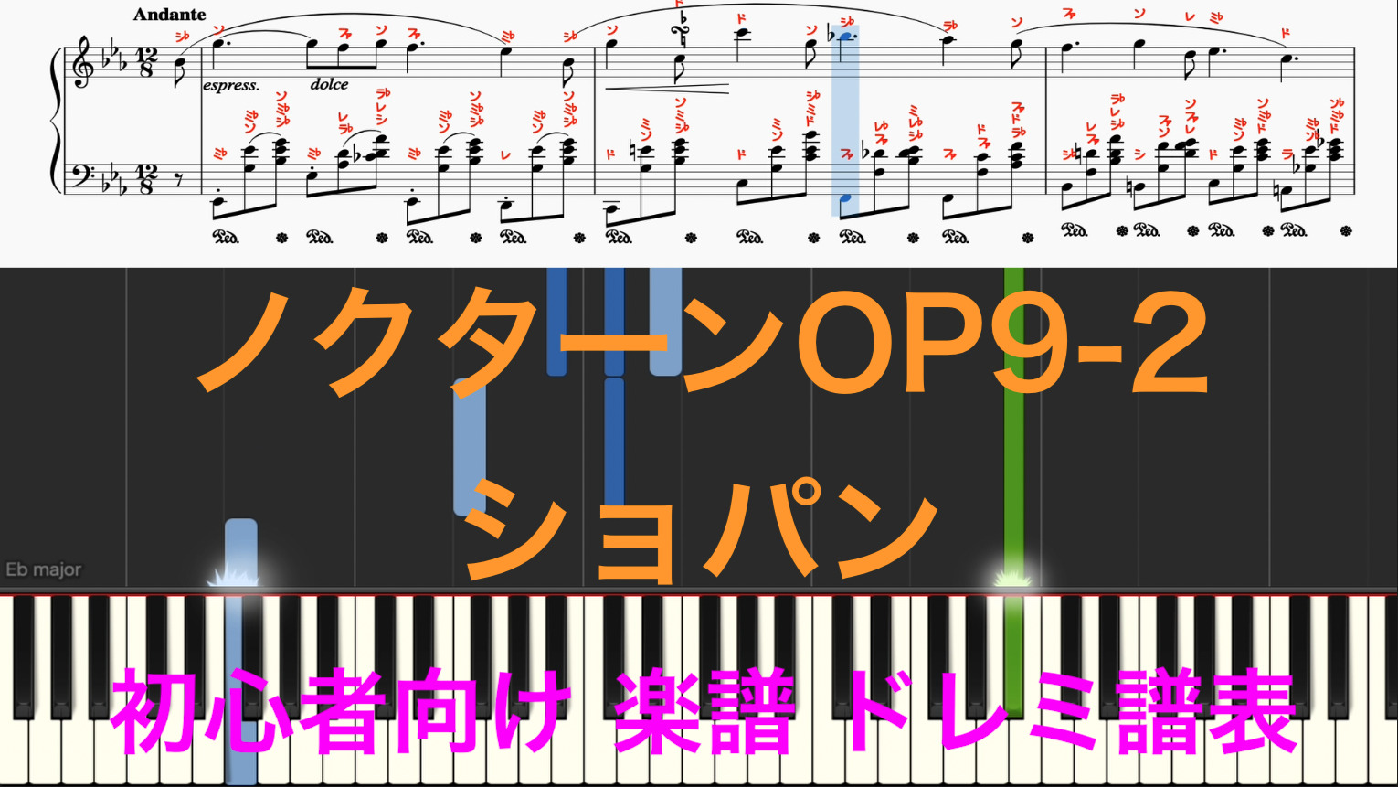 初心者でも簡単 ピアノ楽譜 無料 ノクターンop9 2 夜想曲第2番 変ホ長調 作品9 2 ショパン 初心者でも弾けるピアノ曲 ピアノ楽譜 ドレミふりがな譜表付き 簡単に演奏出来る名曲 Nocturnes Op 9 By Frederic Chopin 無料楽譜 Pdf 初心者ピアノ演奏に最適 ドレミファ