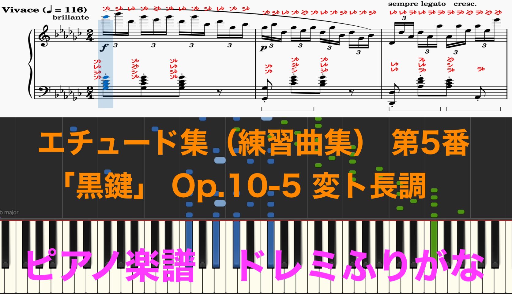 エチュード集（練習曲集） 第5番 「黒鍵」 Op.10-5 変ト長調 ピアノ